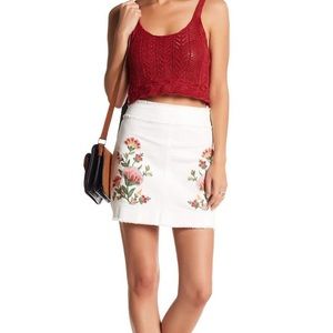Jealous Tomato white and pink floral denim skirt